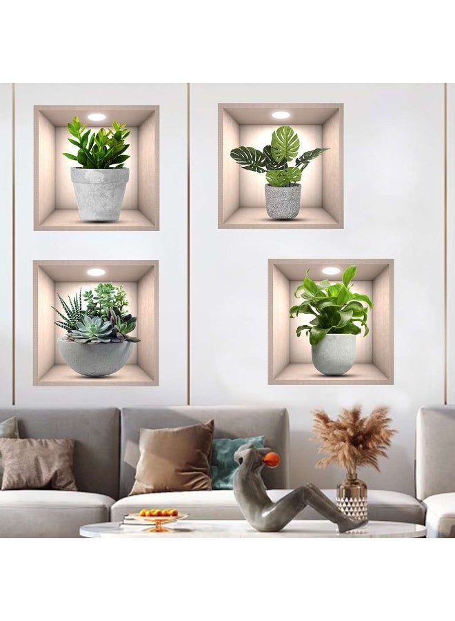 4 pieces of 30*30CM 3D green plant wall stickers, 3D three-dimensional wall stickers, suitable for living room, bedroom, kitchen decoration, removable 1-1 - Image 3